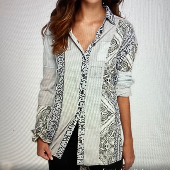Free People Tops - Free People All Patched Up Button Down Shirt